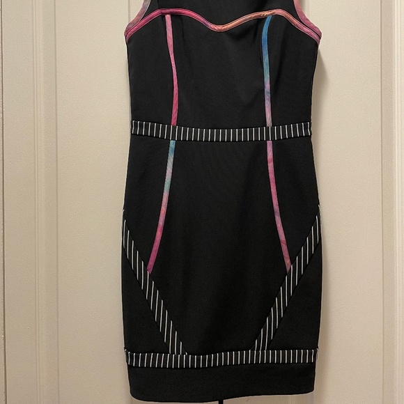 Black Mini Dress with Multicolor Edging - Picture 2 of 5